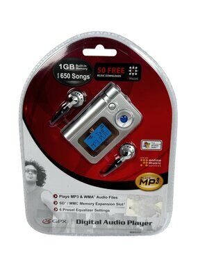 GPX MW3337 1GB Storage MP3 Player Digital Audio Player Silver Sealed NOSv